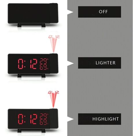 FUIENKO Réveil Numérique à Projection LED, Radio FM, Alarme, Projecteur, Réveil, Réveil, Pour Table De Chambre à Coucher,black 4 FUIENKO Réveil Numérique à Projection LED, Radio FM, Alarme, Projecteur, Réveil, Réveil, Pour Table De Chambre à Coucher,black – Image 4