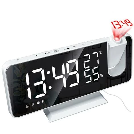 FUIENKO Réveil Numérique LED 3 Couleurs, Radio-Projection Avec Miroir De Température Et D'humidité, Horloge Multifonctionnelle, Affichage De L'heure De Chevet,B,France 2 FUIENKO Réveil Numérique LED 3 Couleurs, Radio-Projection Avec Miroir De Température Et D'humidité, Horloge Multifonctionnelle, Affichage De L'heure De Chevet,B,France – Image 2