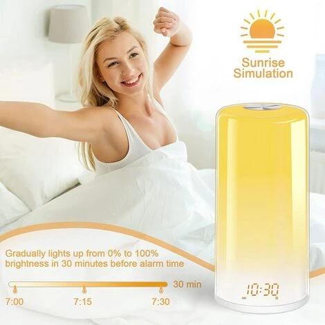 FUIENKO Réveil Lumineux Pour Enfants, Simulation Du Lever Du Soleil, Réveil Pour Les Gros Dormeurs, Chambre à Coucher, Aide Au Sommeil, Double Alarme,Violet 2 FUIENKO Réveil Lumineux Pour Enfants, Simulation Du Lever Du Soleil, Réveil Pour Les Gros Dormeurs, Chambre à Coucher, Aide Au Sommeil, Double Alarme,Violet – Image 2