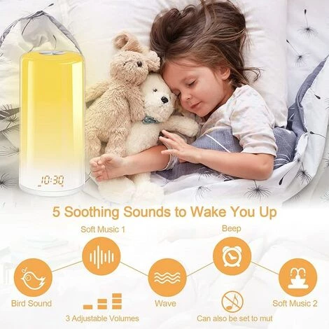 FUIENKO Réveil Lumineux Pour Enfants, Simulation Du Lever Du Soleil, Réveil Pour Les Gros Dormeurs, Chambre à Coucher, Aide Au Sommeil, Double Alarme,Violet 3 FUIENKO Réveil Lumineux Pour Enfants, Simulation Du Lever Du Soleil, Réveil Pour Les Gros Dormeurs, Chambre à Coucher, Aide Au Sommeil, Double Alarme,Violet – Image 3