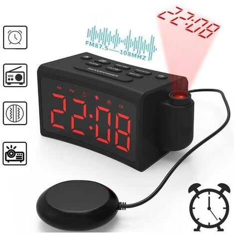 FUIENKO Réveil électronique à Projection 180 °, Réveil Numérique LED, USB, Radio FM, Décoration De Bureau, Pour Maison Connectée,shock 1 FUIENKO Réveil électronique à Projection 180 °, Réveil Numérique LED, USB, Radio FM, Décoration De Bureau, Pour Maison Connectée,shock