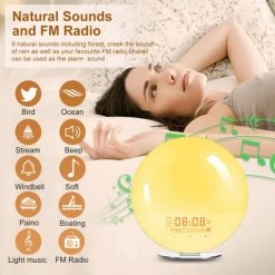 FUIENKO Lumière D'ambiance De Réveil, Radio FM, Cadeau Pour Chambre à Coucher, Chevet US
