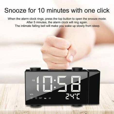 FUIENKO Réveil De Projection à Affichage LED 6 Pouces, Horloge Numérique 4, Luminosité Réglable 12/24H Avec Radio FM Pour Mur De Plafond, Chevet 1 FUIENKO Réveil De Projection à Affichage LED 6 Pouces, Horloge Numérique 4, Luminosité Réglable 12/24H Avec Radio FM Pour Mur De Plafond, Chevet