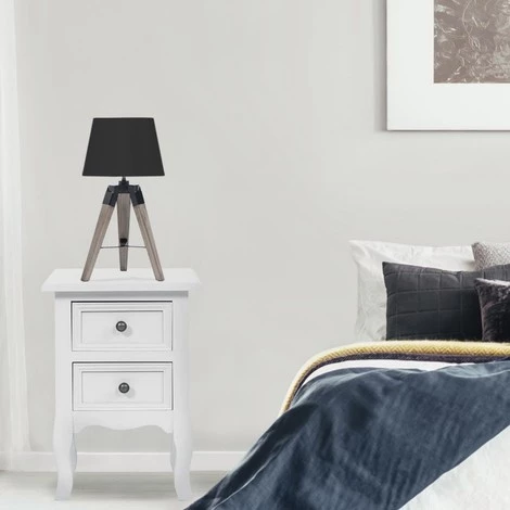 IDMARKET Lot De 2 Lampes De Chevet D'appoint HILDA Sur Pied En Bois Foncé Noires - Noir 4 IDMARKET Lot De 2 Lampes De Chevet D'appoint HILDA Sur Pied En Bois Foncé Noires - Noir – Image 4