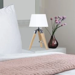 IDMARKET Lot De 2 Lampes De Chevet D'appoint HILDA Sur Pied En Bois Clair Blanches - Blanc -Lampe Soldes Boutique 7773785 3
