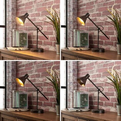 LINDBY LED Lampe A Poser à Intensité Variable 'Zera' En Métal Pour Salon & Salle à Manger - Aspect Rouillé Antique, Doré 2 LINDBY LED Lampe A Poser à Intensité Variable 'Zera' En Métal Pour Salon & Salle à Manger - Aspect Rouillé Antique, Doré – Image 2