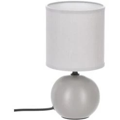 Atmosphera - Lampe En Céramique Pied Boule Gris Mat H 24.5 Cm - Gris Clair