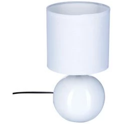 Atmosphera - Lampe En Céramique Pied Boule Blanc H 24.5 Cm - Blanc