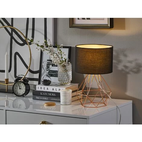 BELIANI Lampe à Poser Noire Et Cuivrée - Noir 2 BELIANI Lampe à Poser Noire Et Cuivrée - Noir – Image 2