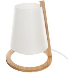 ATMOSPHERA Lampe En Bambou Scandi - Diam. 20 Cm - Diam. 20 X 26 - Blanc